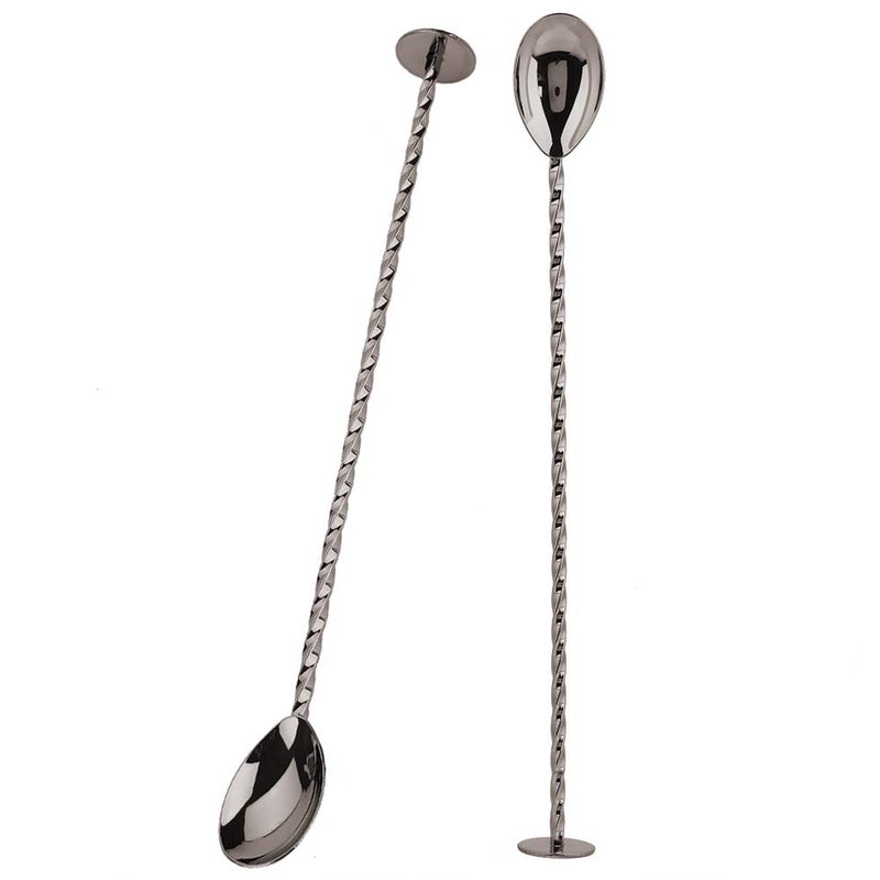 Flat Tail Ti Black Stainless Steel Cocktail Spoon for Mixed Drinks Iced Tea and Coffee - Image 4