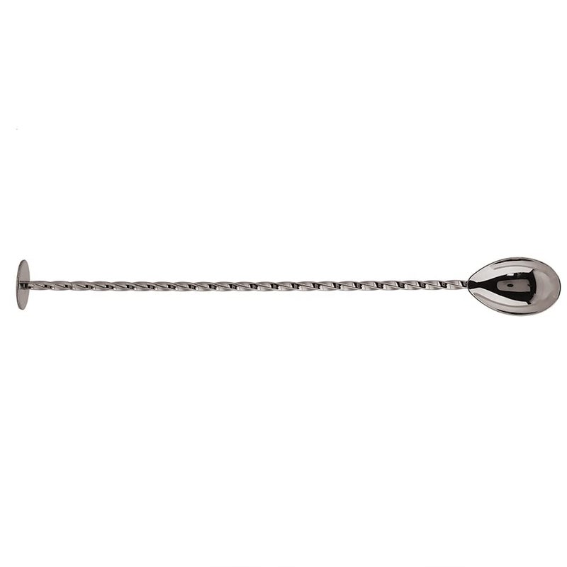 Flat Tail Ti Black Stainless Steel Cocktail Spoon for Mixed Drinks Iced Tea and Coffee - Image 2