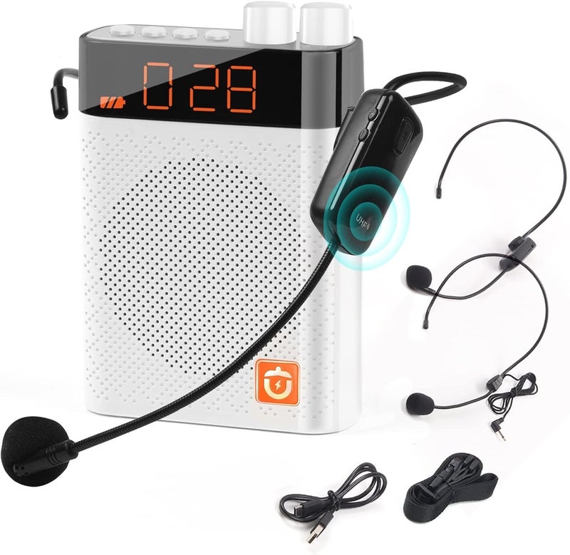 joyzzz Voice Amplifier, 3200mAh Portable Bluetooth Speaker with Wireless Microphone, UHF Personal Sound System for Teachers Tour Guides and Outdoor Activities - Image 1