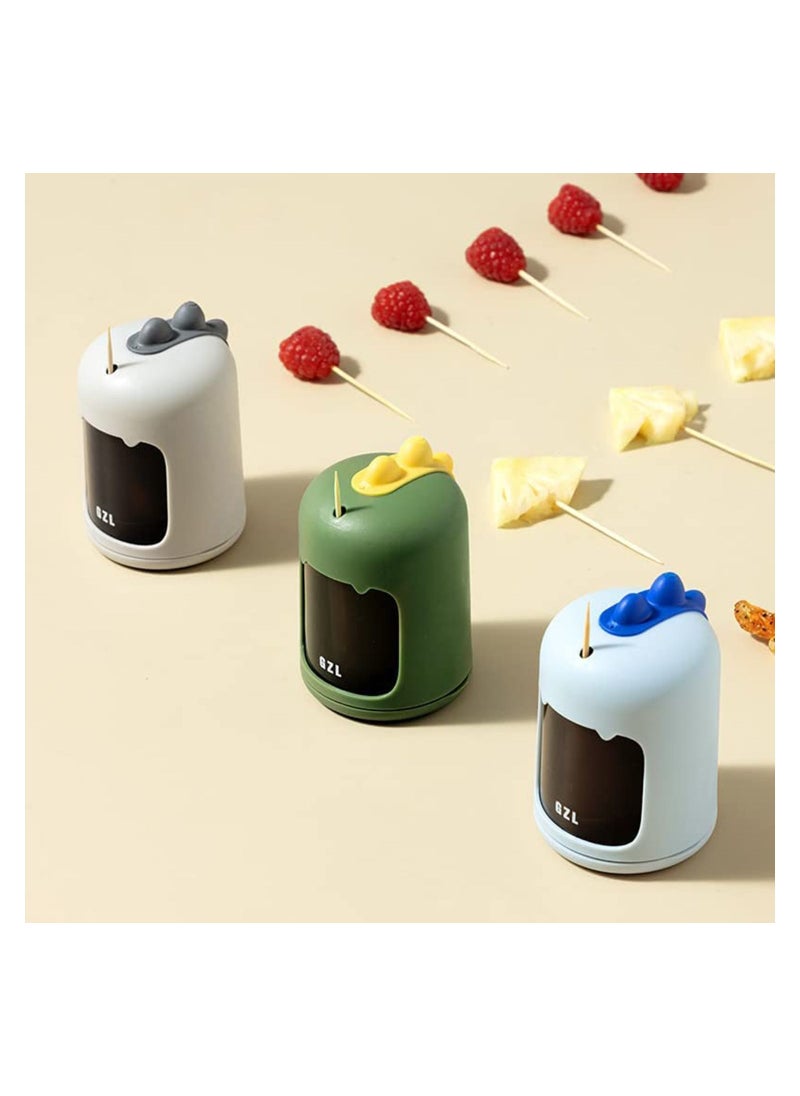 SYOSI - Toothpick Holder-Toothpick Dispenser Automatic Toothpick Dispenser Cute Dinosaur Design Funny Toothpick Holder Dispenser For Teething Cleaning Portable Toothpick Holder (Grey) - Image 1