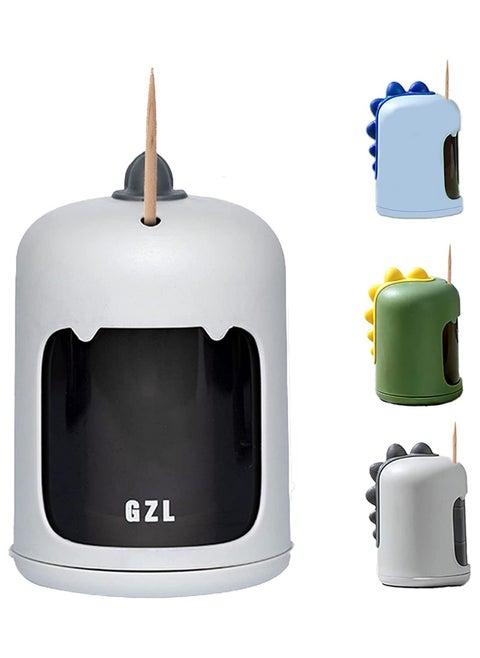 Toothpick Holder-Toothpick Dispenser Automatic Toothpick Dispenser Cute Dinosaur Design Funny Toothpick Holder Dispenser For Teething Cleaning Portable Toothpick Holder (Grey)