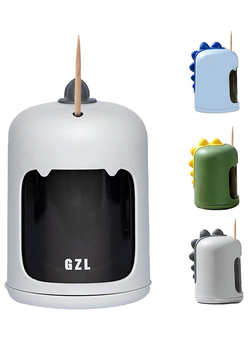 SYOSI - Toothpick Holder-Toothpick Dispenser Automatic Toothpick Dispenser Cute Dinosaur Design Funny Toothpick Holder Dispenser For Teething Cleaning Portable Toothpick Holder (Grey) - Image 1