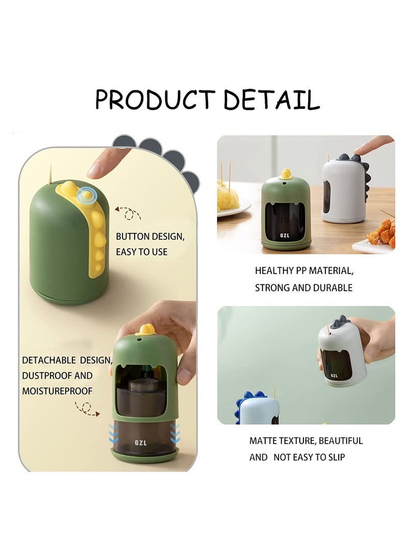 SYOSI - Toothpick Holder-Toothpick Dispenser Automatic Toothpick Dispenser Cute Dinosaur Design Funny Toothpick Holder Dispenser For Teething Cleaning Portable Toothpick Holder (Grey) - Image 1