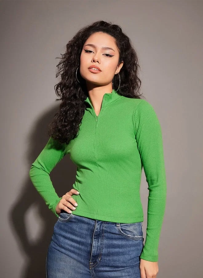 ساسافراس بلوزة نسائية بأكمام طويلة ورقبة عالية ضيقة