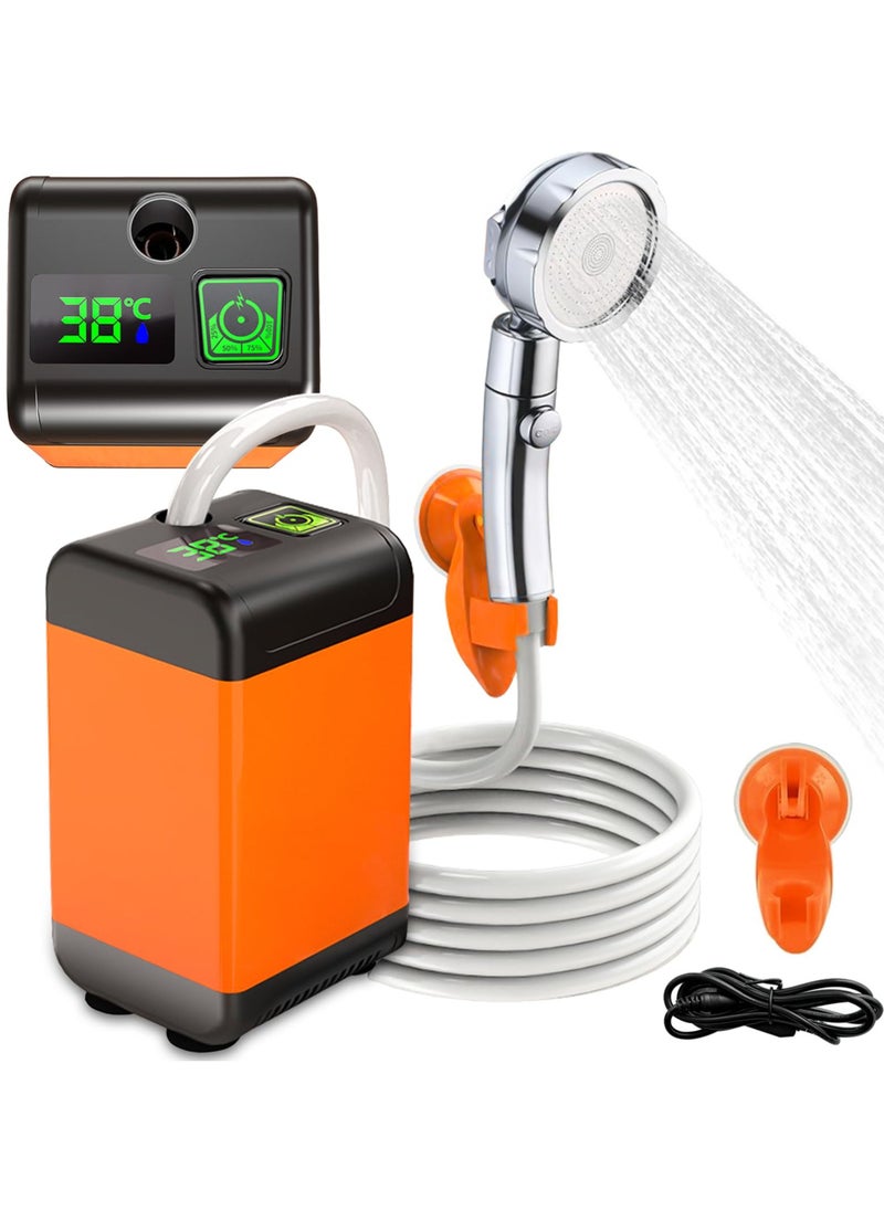 Jubilin - Portable Shower for Camping, Outdoor Electric Shower Rechargeable Pump with Intelligent Digital Display - 3 Flow Mode Shower Head for Beach Field Camping Hiking Traveling Washing - Image 1