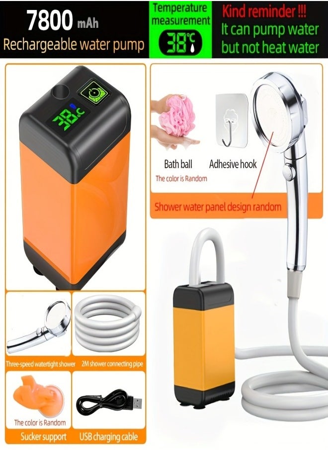 Jubilin - Portable Shower for Camping, Outdoor Electric Shower Rechargeable Pump with Intelligent Digital Display - 3 Flow Mode Shower Head for Beach Field Camping Hiking Traveling Washing - Image 1