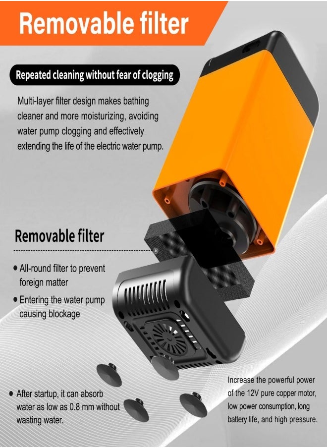 Jubilin - Portable Shower for Camping, Outdoor Electric Shower Rechargeable Pump with Intelligent Digital Display - 3 Flow Mode Shower Head for Beach Field Camping Hiking Traveling Washing - Image 1