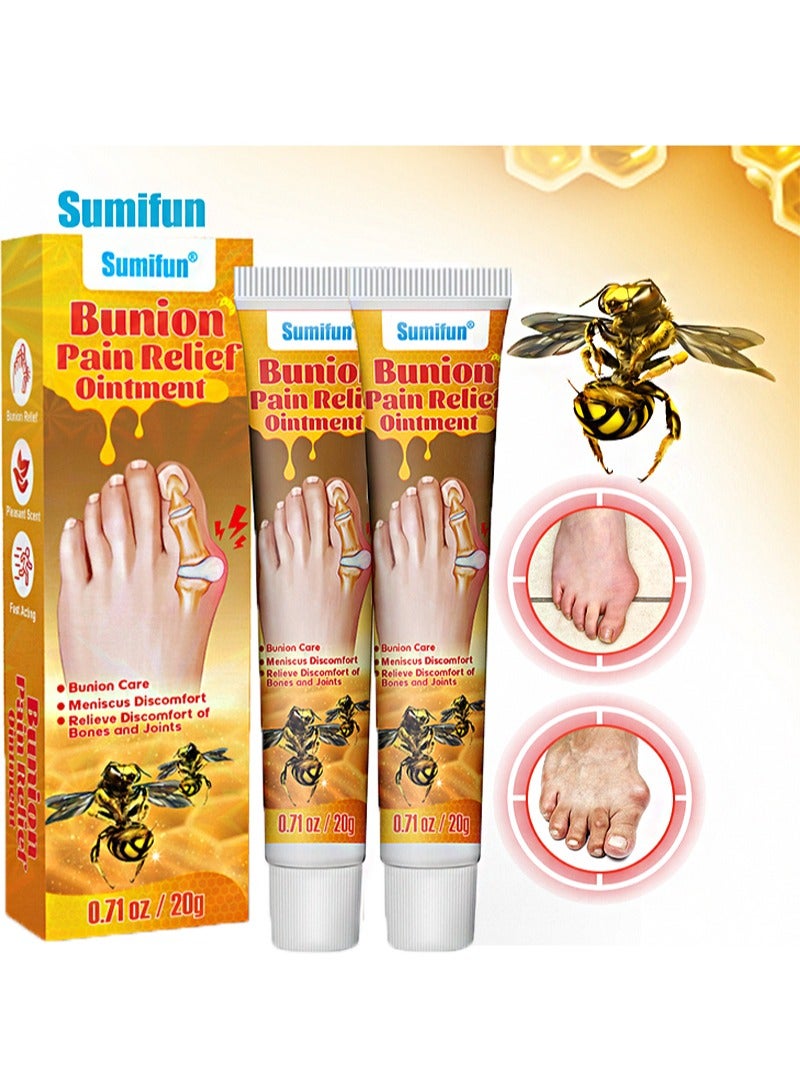 Sumifun 2 Pieces Of Bunion Pain Relief Ointment，Topical Arthritis Pain Relief Cream For Hallux Valgus And Swelling Of Toes  - Image 1