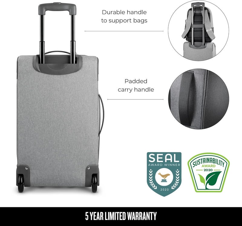 Solo New York Retreat CarryOn 22 2Wheel Upright Made from Recycled Materials Grey - Image 4