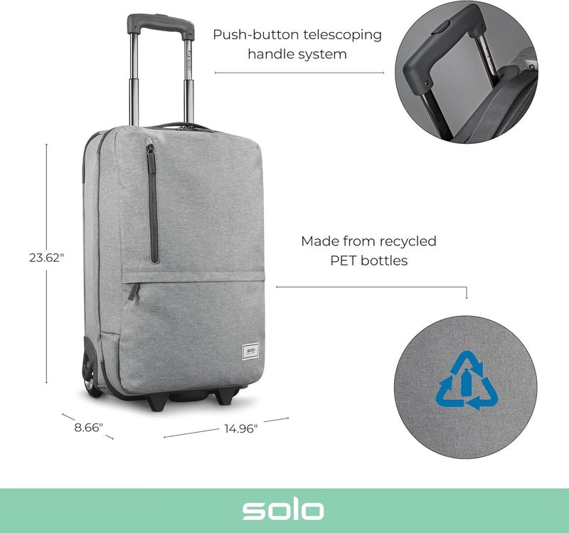Solo New York Retreat CarryOn 22 2Wheel Upright Made from Recycled Materials Grey - Image 2