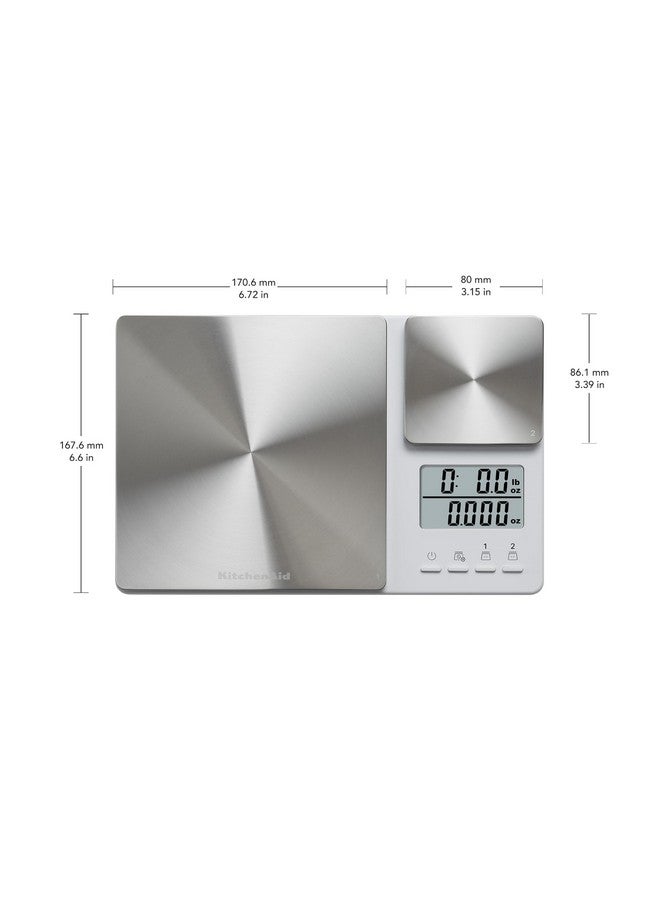 كيتشن إيد ميزان مطبخ وطعام رقمي مزدوج من كيتشن إيد KQ909، سعة 11 رطلاً وسعة Precision 16 أونصة، لون أبيض مع فولاذ مقاوم للصدأ - Image 1