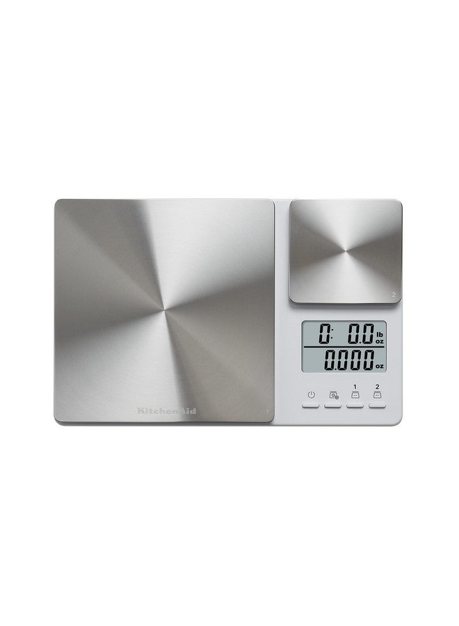كيتشن إيد ميزان مطبخ وطعام رقمي مزدوج من كيتشن إيد KQ909، سعة 11 رطلاً وسعة Precision 16 أونصة، لون أبيض مع فولاذ مقاوم للصدأ - Image 4