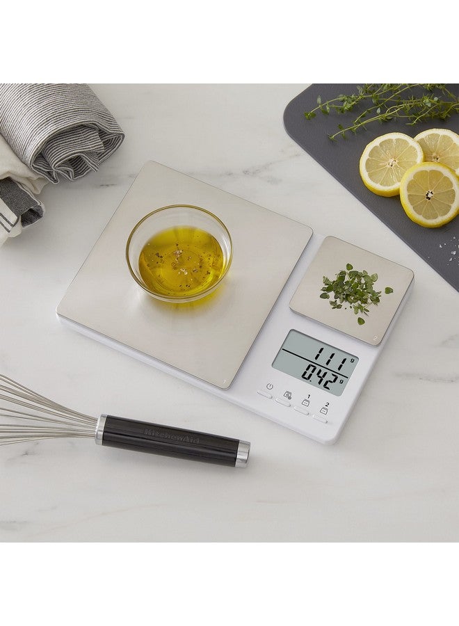كيتشن إيد ميزان مطبخ وطعام رقمي مزدوج من كيتشن إيد KQ909، سعة 11 رطلاً وسعة Precision 16 أونصة، لون أبيض مع فولاذ مقاوم للصدأ - Image 2