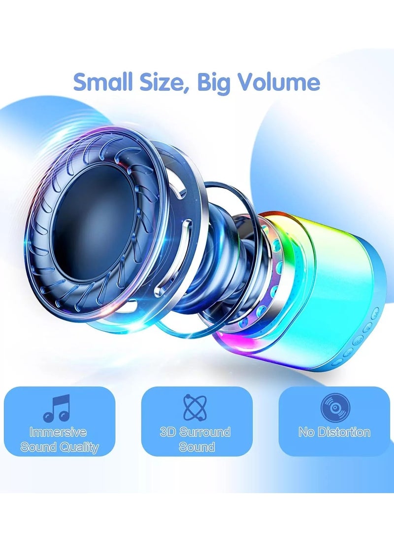 DIGI CORE Mini Karaoke Machine For Kids, Kids Karaoke Machine With 2 Microphone, Portable Karaoke Microphone For Kids Toys Birthday Gift Support TF/AUX Karaoke Speaker With Multi Colors LED Lights Blue  - Image 5