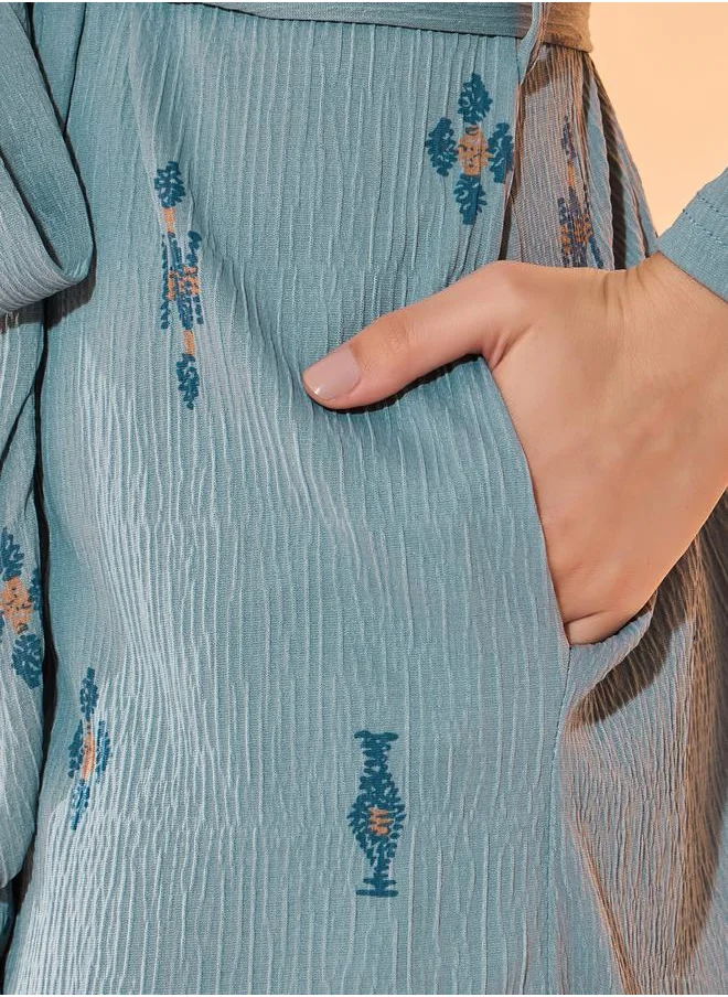 Take Two All Over Print Robe with Tie-Up Belt and Pockets