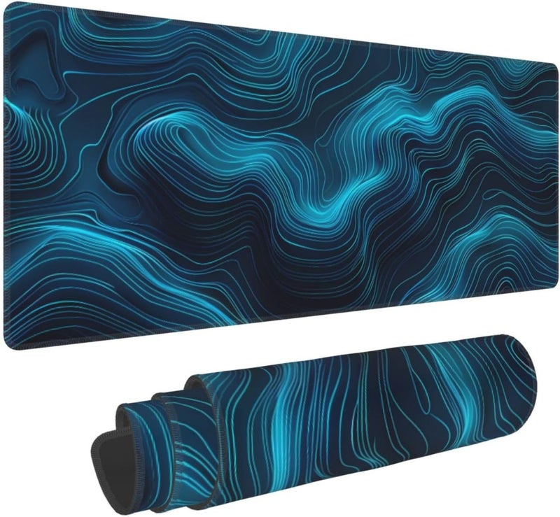 Keebik Gaming Mouse Pad, Black Teal Blue Mouse Pad 11.8x23.6 Inch Large Extended Computer Mouse Mat Keyboard Full Desk Mousepad for Gaming, Office, Home - Image 1