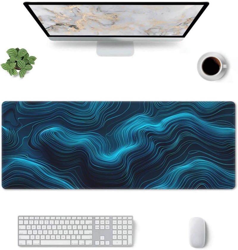 Keebik Gaming Mouse Pad, Black Teal Blue Mouse Pad 11.8x23.6 Inch Large Extended Computer Mouse Mat Keyboard Full Desk Mousepad for Gaming, Office, Home - Image 2