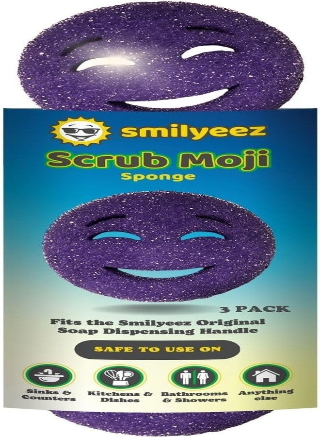 Smilyeez إسفنجة سكراب مويجي الأصلية من سمليز (طقم من 3) - بنفسجي - رغوة بوليمر استجابة لدرجة الحرارة، مقاومة للبقع والروائح، مثالية لتنظيف المطبخ والحمام - Image 1