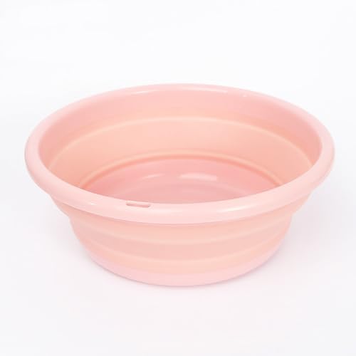 Potency® Collapsible Medium Round Washing Up Bowl Basin Multipurpose Outdoor Travel Basin Folding Portable Silicone Bowl Tub for Kitchen Camping Caravans Water Carrier (Medium, Pink) - Image 1
