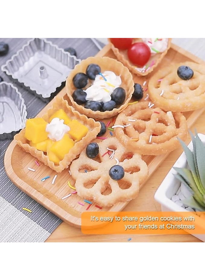 THW THW Jalebi MakerMold with Handle Rosette Cookie Tool Aluminium Cast Waffle Molds Set with 3 Interchangeable Heads Star Flower Circle for Kitchen Baking Cooking Housewares  - Image 4