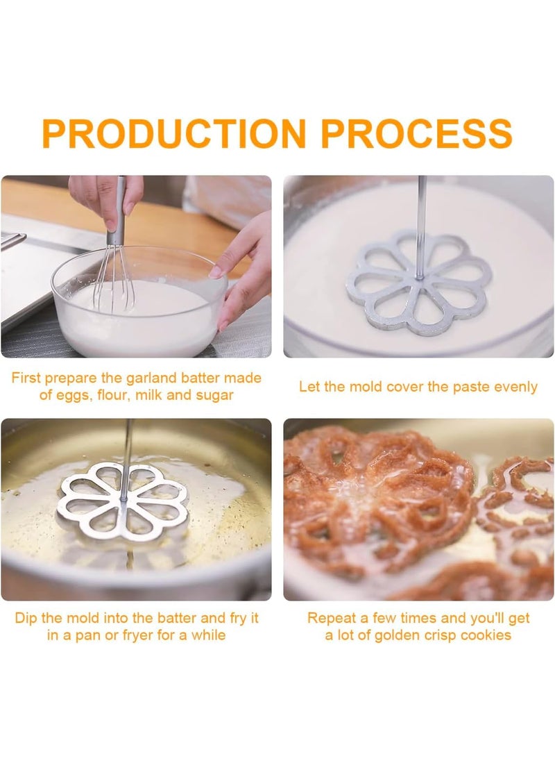 THW THW Jalebi MakerMold with Handle Rosette Cookie Tool Aluminium Cast Waffle Molds Set with 3 Interchangeable Heads Star Flower Circle for Kitchen Baking Cooking Housewares  - Image 3