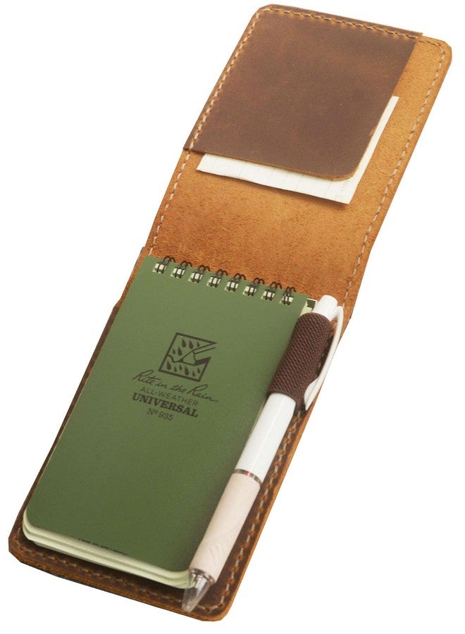 EXTRA STUDIO Genuine Leather Notebook Holder for 3" x 5" Top spiral Notebook, Leather Cover for Rite in the Rain Top Spiral Notebook 3" x 5" - Image 1