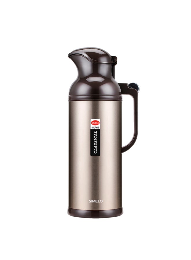 Simelo Insulated Thermos, Stainless Steel Hot Water Bottle, Glass Inner Liner, Kettle, New Beijing Warm Bottle, 2000ml, Gold Color - Image 5