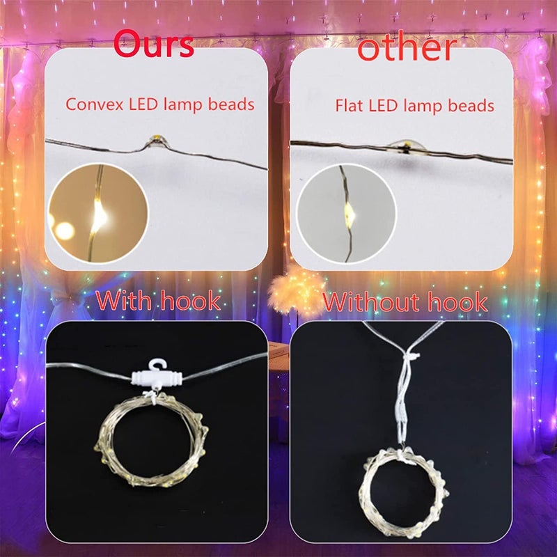 VEDARA RGB Curtain Led String Light for Home Decor USB Fairy Lights with 8 Modes Remote Controller Hanging Light for Room DecorBirthday DecorationWall DecorationDiwali Decoration98x98 Feet - Image 5