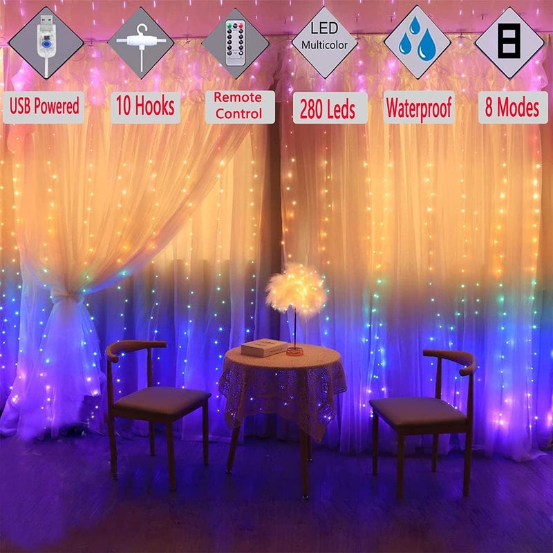 VEDARA RGB Curtain Led String Light for Home Decor USB Fairy Lights with 8 Modes Remote Controller Hanging Light for Room DecorBirthday DecorationWall DecorationDiwali Decoration98x98 Feet - Image 2