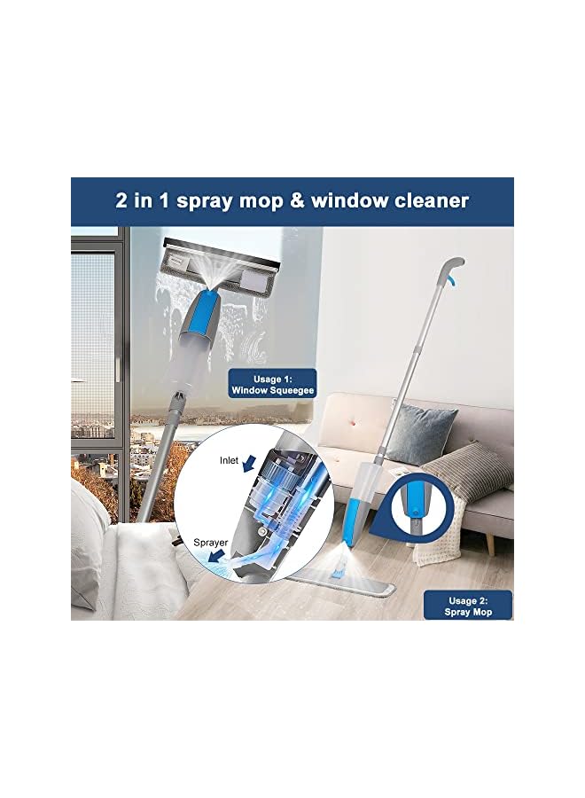 PROMASS ممسحة لتنظيف الأرضيات مع رشاش مجموعة أدوات تنظيف زجاجية 3 في 1 سائل تنظيف بسعة 410 مل سكوبي زجاجي كبير مع عمود تمديد داخلي وخارجي للنوافذ العالية زجاج المرايا - Image 2