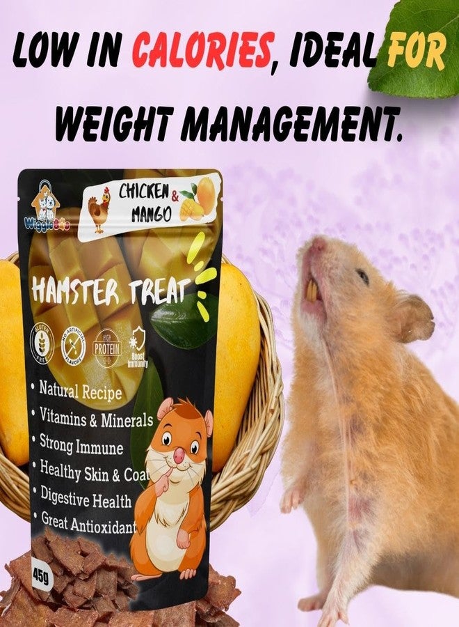 WiggleBoo Chicken & Mango Hamster Treat | Protein Rich | Fiber Rich | Crunchy Healthy Snacks | Training Treat | 45gm - Image 5