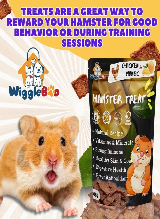 WiggleBoo Chicken & Mango Hamster Treat | Protein Rich | Fiber Rich | Crunchy Healthy Snacks | Training Treat | 45gm - Image 4