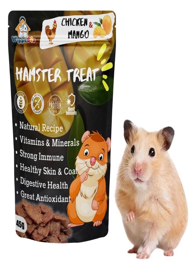 WiggleBoo Chicken & Mango Hamster Treat | Protein Rich | Fiber Rich | Crunchy Healthy Snacks | Training Treat | 45gm - Image 1