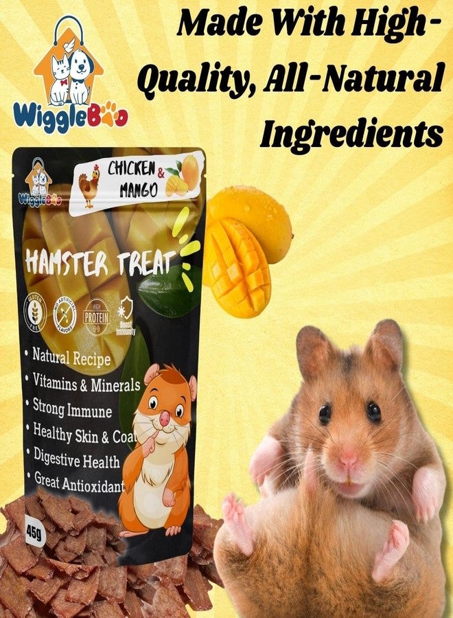 WiggleBoo Chicken & Mango Hamster Treat | Protein Rich | Fiber Rich | Crunchy Healthy Snacks | Training Treat | 45gm - Image 2