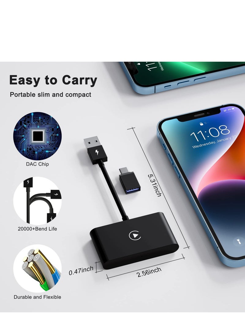 Generic - Wireless CarPlay Adapter for iPhone, Wireless Carplay Dongle Converts Factory Cars Wired Carplay to Wireless, Carplay Bluetooth Adapter, 5Ghz WiFi Auto-Connect Online Update, Support iOS 13+, Black - Image 1