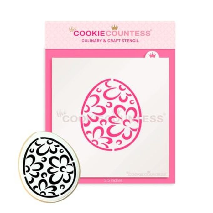 The Cookie Countess Inc Easter Egg Flowers PYO Stencil - Drawn by Krista - Image 1