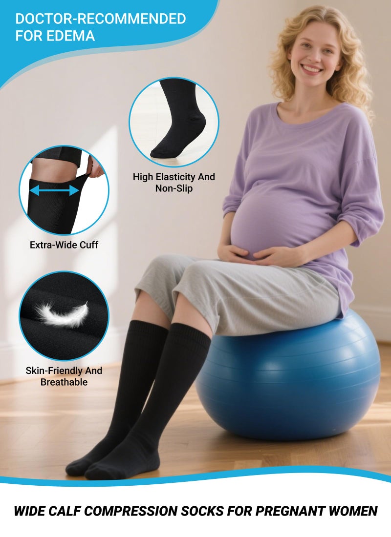 AMITOFO Plus Size Compression Socks 20-30mmHg Wide Calf for Men Women, Extra Large Compression Stockings Support for Running, Travel, Nurses, Pregnancy (3 Pairs) - Image 5