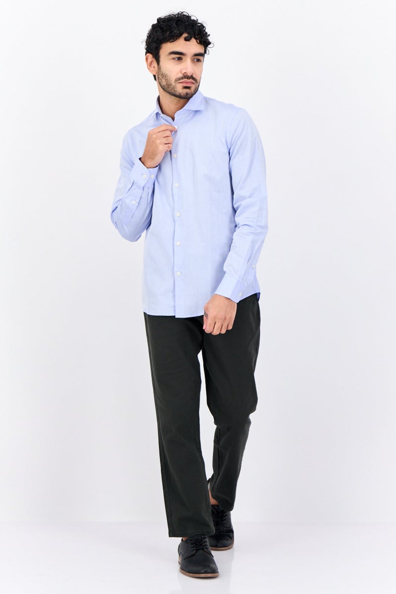 Sorbino Men Comfort Fit Micro Dot Print Long Sleeves Casual Shirt, Light Blue - Image 4