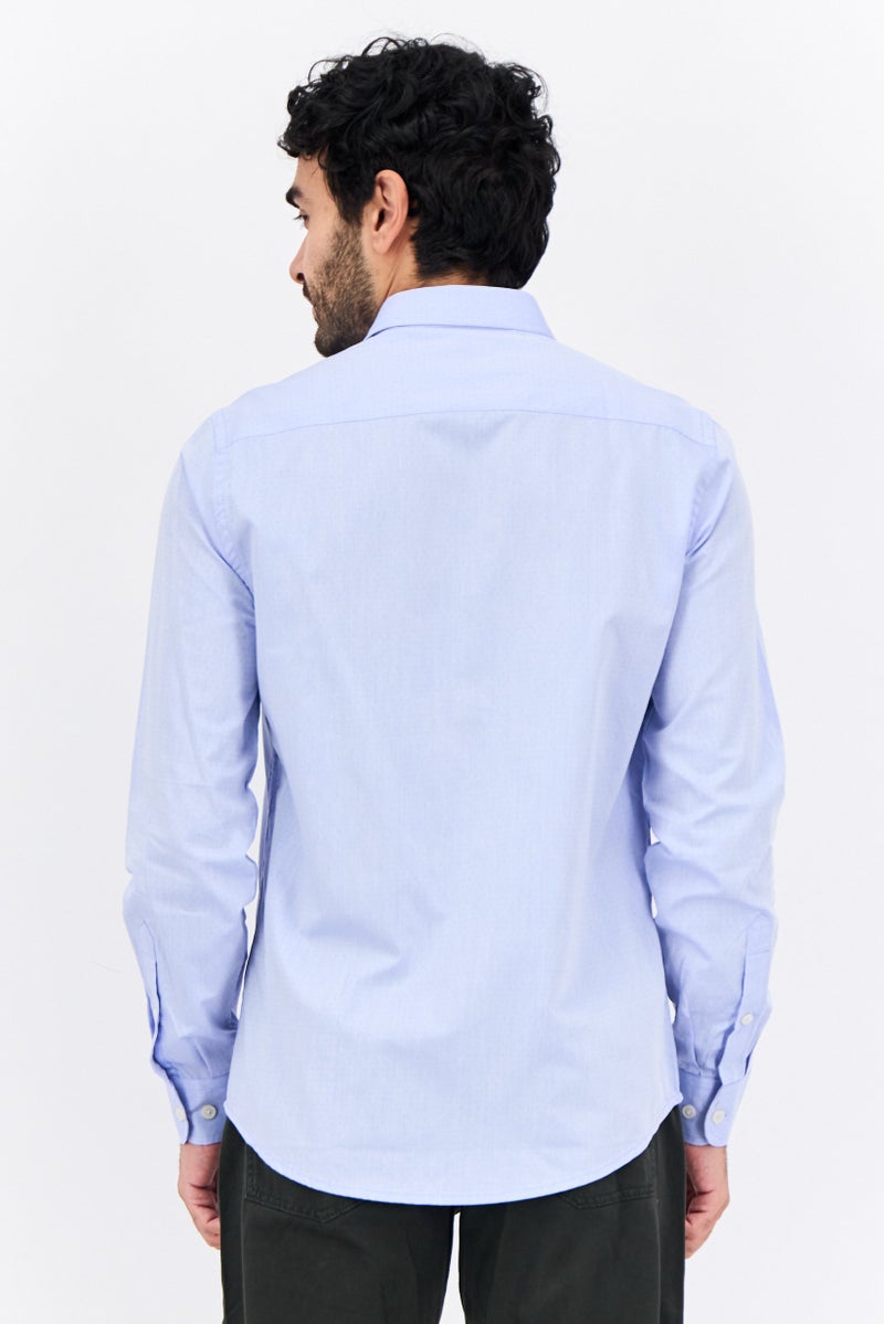 Sorbino Men Comfort Fit Micro Dot Print Long Sleeves Casual Shirt, Light Blue - Image 3