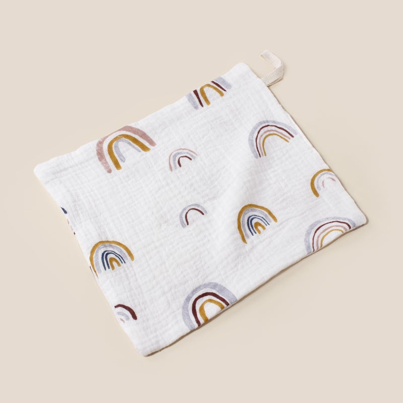 Baby Cotton Soft Small Square Scarf Lanyard Double Layer Muslin Square Handkerchief Baby Gauze Wash Face Towel - Image 3
