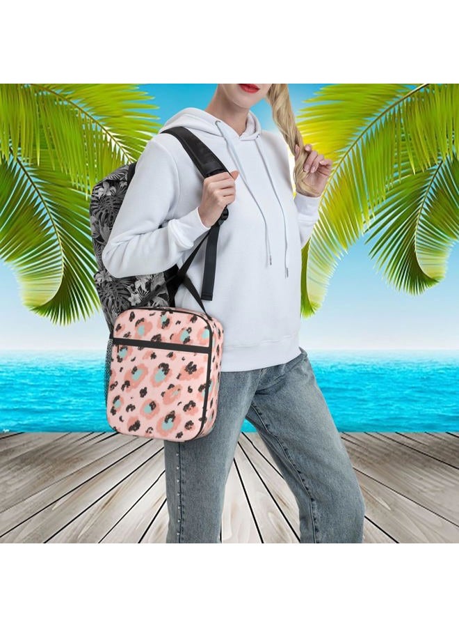 PrelerDIY Leopard Rosettes Lunch Box - Insulated Lunch Bags for Women/Men/Girls/Boys Detachable Handle Lunchbox Meal Tote Bag - Image 3