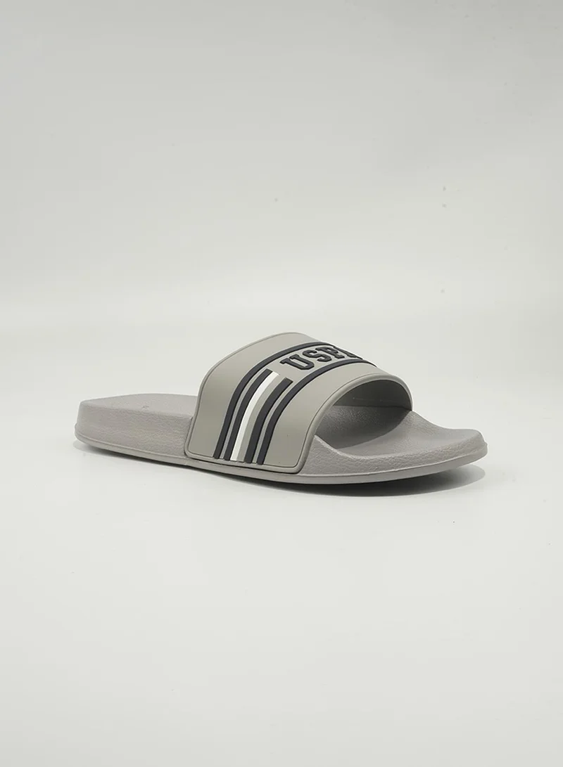 يو اس بولو اسن U.S. Polo Assn. Leon Men's Slip-On Comfortable Casual Everyday Slide Sandals - Grey