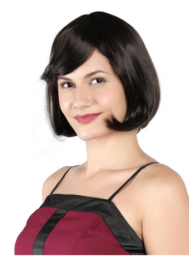 Thrift Bazaar Black Bob Wigs for Women, 12'' Short Black Hair Wig with Bangs, Natural Fashion Synthetic Wig, Cute Colored Wigs for Daily Party Halloween - Image 2