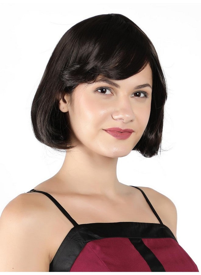 Thrift Bazaar Black Bob Wigs for Women, 12'' Short Black Hair Wig with Bangs, Natural Fashion Synthetic Wig, Cute Colored Wigs for Daily Party Halloween - Image 3
