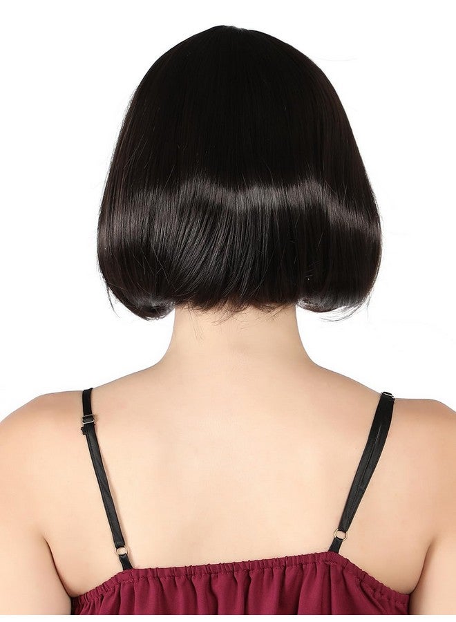 Thrift Bazaar Black Bob Wigs for Women, 12'' Short Black Hair Wig with Bangs, Natural Fashion Synthetic Wig, Cute Colored Wigs for Daily Party Halloween - Image 4