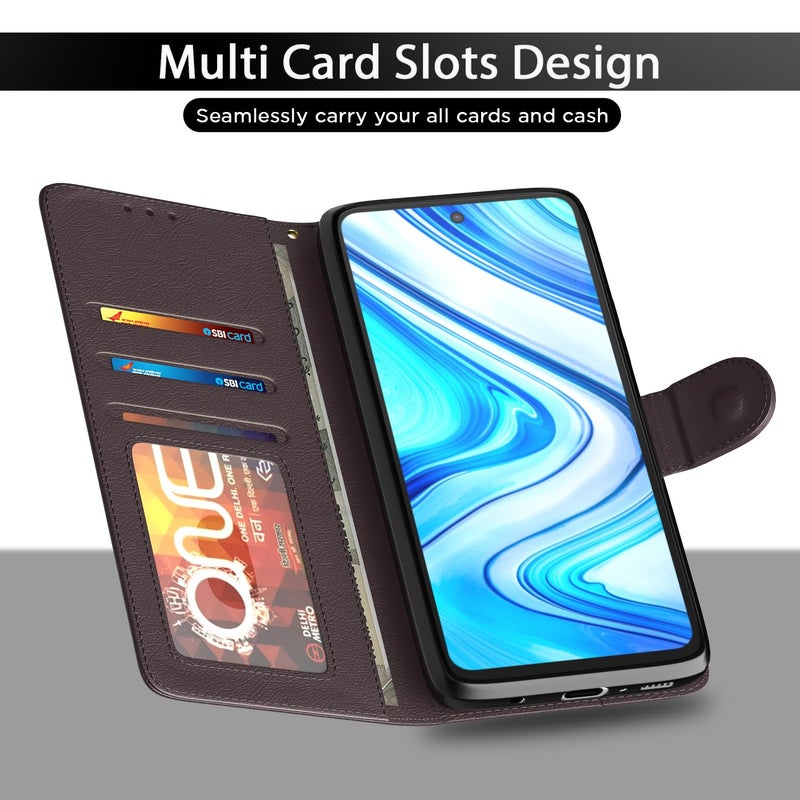 Pikkme Flip Cover Leather Finish | Inside TPU with Card Pockets | Shock Proof | Complete Protection Flip Case for Redmi Note 9 Pro/Note 9 Pro Max/Poco M2 Pro/Redmi Note 10 Lite(Coffee) - Image 5