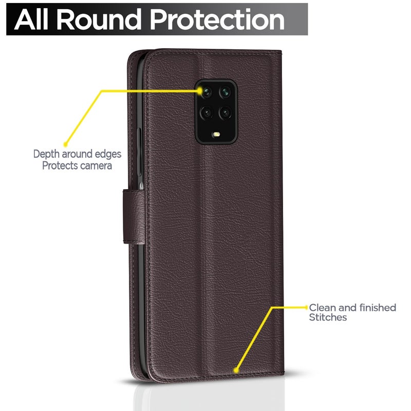 Pikkme Flip Cover Leather Finish | Inside TPU with Card Pockets | Shock Proof | Complete Protection Flip Case for Redmi Note 9 Pro/Note 9 Pro Max/Poco M2 Pro/Redmi Note 10 Lite(Coffee) - Image 4