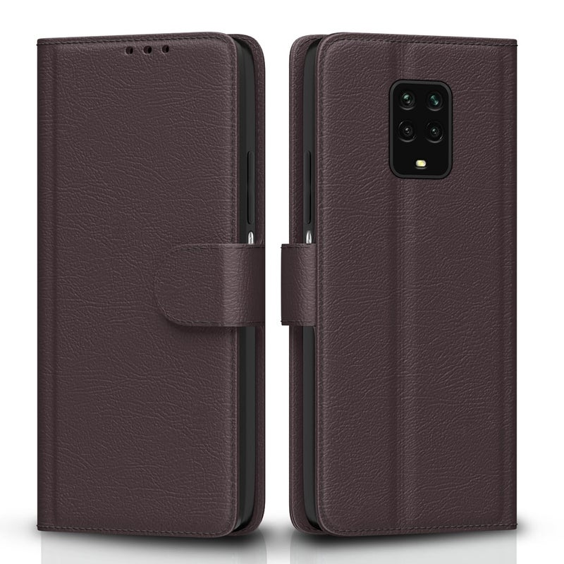 Pikkme Flip Cover Leather Finish | Inside TPU with Card Pockets | Shock Proof | Complete Protection Flip Case for Redmi Note 9 Pro/Note 9 Pro Max/Poco M2 Pro/Redmi Note 10 Lite(Coffee) - Image 1