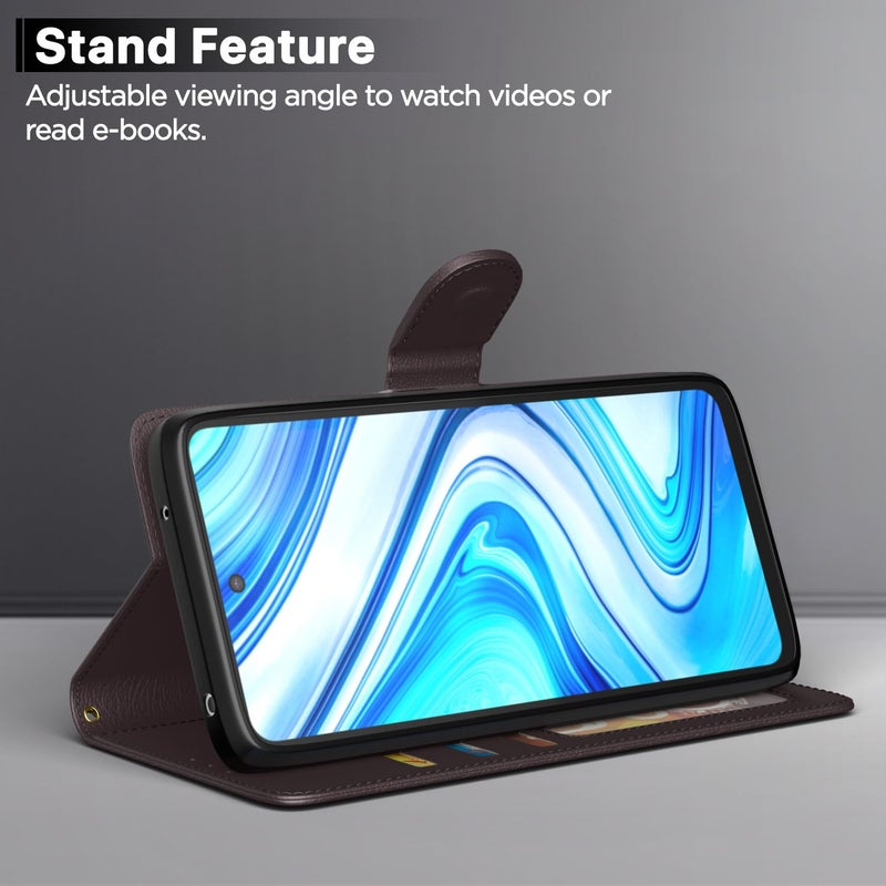 Pikkme Flip Cover Leather Finish | Inside TPU with Card Pockets | Shock Proof | Complete Protection Flip Case for Redmi Note 9 Pro/Note 9 Pro Max/Poco M2 Pro/Redmi Note 10 Lite(Coffee) - Image 3