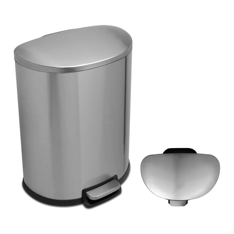 QUALIAZERO 50L/13 Gallon Stainless Steel Trashcan, Soft Close Lid & Smudge-Free Finish, Ideal for Home and Business Use, D Shape (Stainless Steel) - Image 1